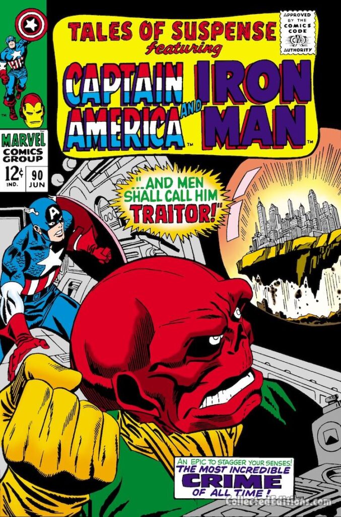 Tales of Suspense #90 cover; pencils, Gil Kane; inks, Frank Giacoia; Red Skull, Captain America;
