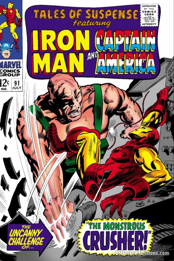 Tales of Suspense #91 cover; pencils, Gene Colan; inks, Frank Giacoia; Iron Man, the Crusher