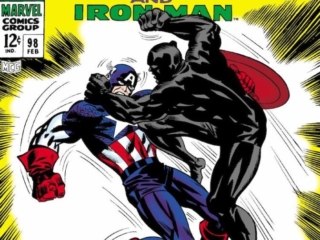 Tales of Suspense #98 cover;  pencils, Jack Kirby; inks, Frank Giacoia; Black Panther vs. Captain America
