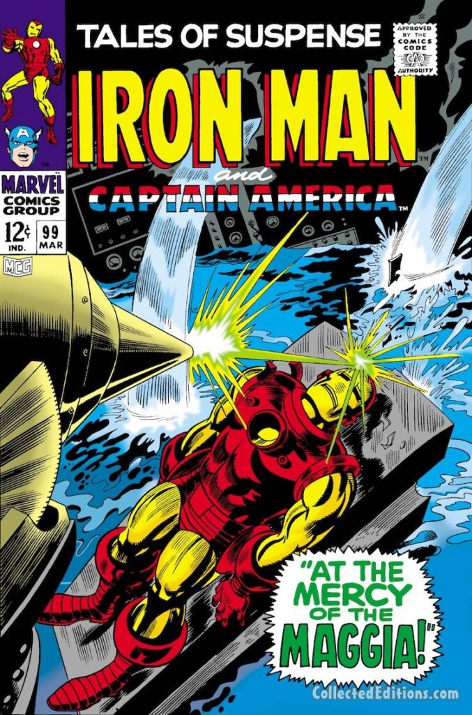 Tales of Suspense #99 cover; pencils, Gene Colan; inks, Frank Giacoia; Iron Man, Maggia