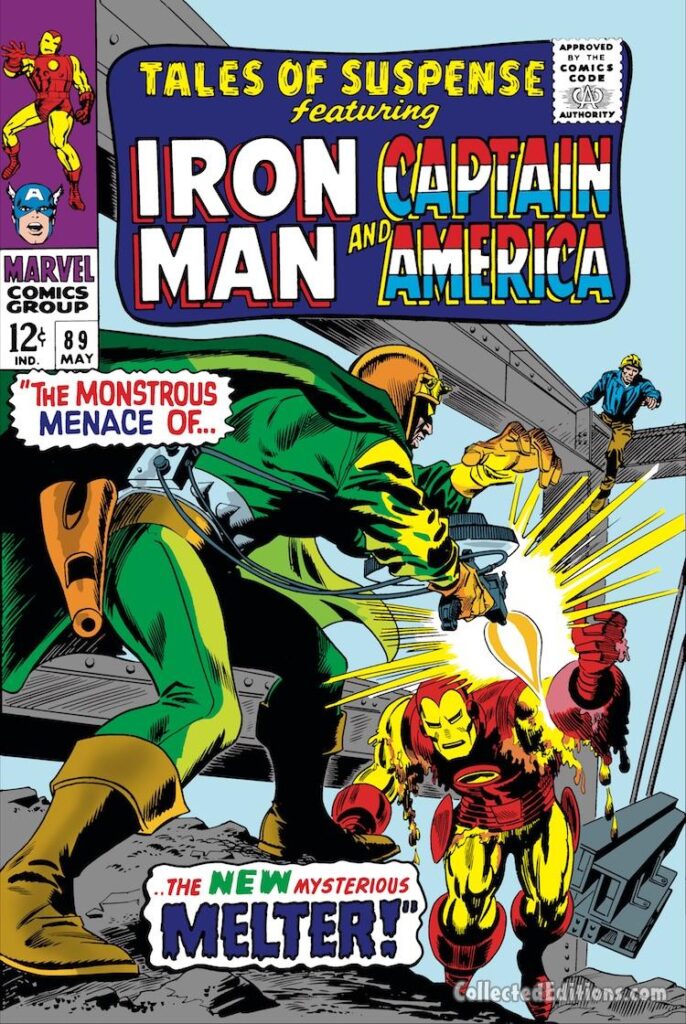 Tales of Suspense #89 cover; pencils, Gil Kane; inks, Frank Giacoia; Iron Man