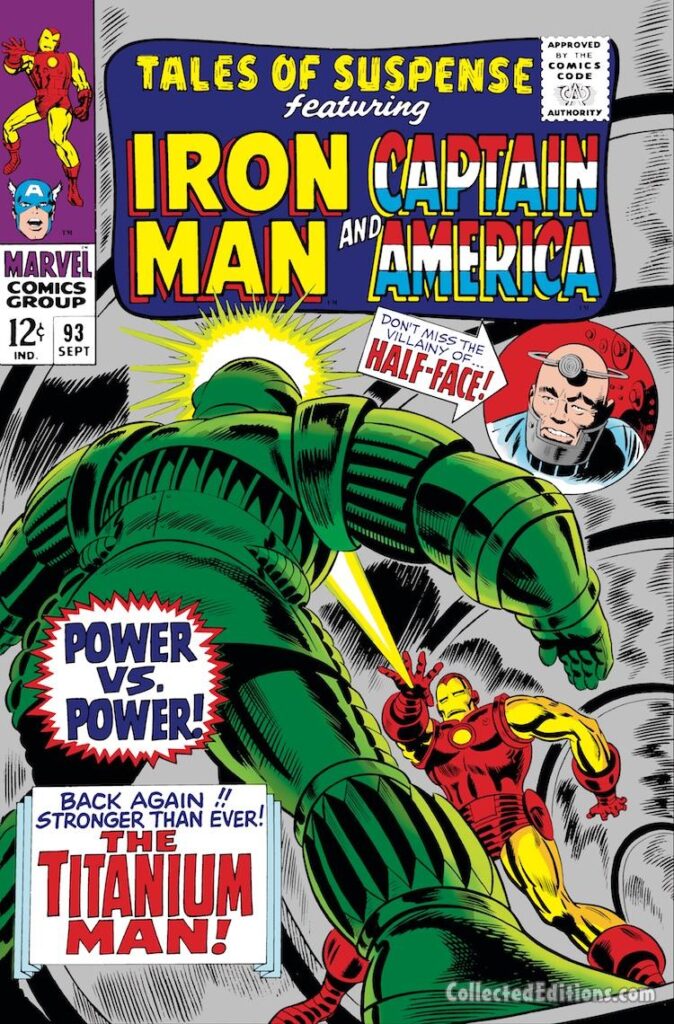 Tales of Suspense #93 cover; pencils, Gene Colan; inks, Frank Giacoia; Iron Man