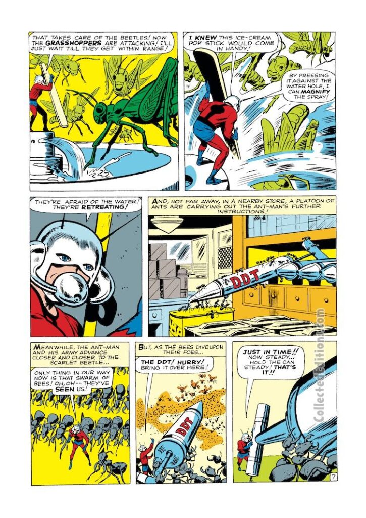 Tales to Astonish #39, pg. 7; pencils, Jack Kirby; inks, Dick Ayers; Hank Pym, Ant-Man, DDT, insects, Marvel Age