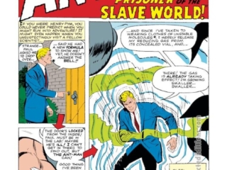 Tales to Astonish #41, pg. 1; pencils and inks, Don Heck; Prisoner of the Slave World, Stan Lee, splash page, Astonishing Ant-Man/Giant-Man/Hank Pym, Wonderful Wasp, Janet Van Dyne