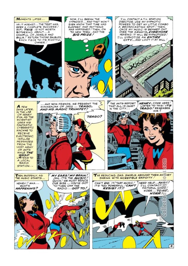 Tales to Astonish #47, pg. 8; pencils and inks, Don Heck; Ant-Man/Giant-Man/Hank Pym, Wonderful Wasp, Janet Van Dyne