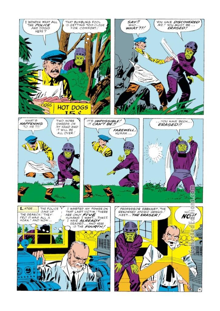 Tales to Astonish #49, pg. 4; pencils, Jack Kirby; inks, Don Heck; Ant-Man/Giant-Man/Hank Pym, Wonderful Wasp, Janet Van Dyne; Human Eraser
