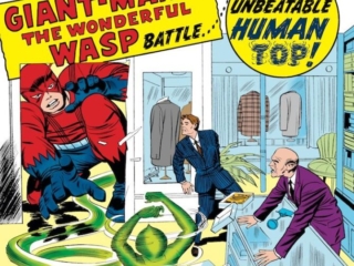 Tales to Astonish #50 cover; pencils, Jack Kirby; inks, Sol Brodsky; The Human Top, Giant-Man, the Wonderful Wasp, Janet Van Dyne, Stan Lee