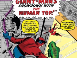 Tales to Astonish #51 cover; pencils, Jack Kirby; inks, George Roussos; The Human Top, Ant-Man/Giant-Man/Hank Pym, Wonderful Wasp, Janet Van Dyne