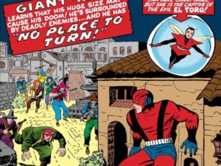 Tales to Astonish #54 cover; pencils, Jack Kirby; inks, Dick Ayers; Ant-Man/Giant-Man/Hank Pym, Wasp, Janet Van Dyne, No Place to Turn, El Toro