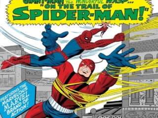 Tales to Astonish #57 cover; pencils, Jack Kirby; inks, Sol Brodsky; Ant-Man/Giant-Man/Hank Pym, Wonderful Wasp, Janet Van Dyne; On the Trail of Spider-Man