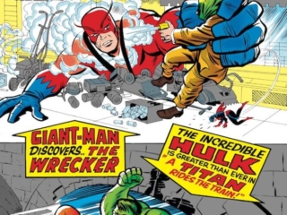 Tales to Astonish #63 cover; pencils, Jack Kirby; inks, Chic Stone; Ant-Man/Giant-Man/Hank Pym, Wonderful Wasp, Janet Van Dyne; Giant-Man Discovers the Wrecker