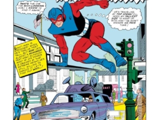 Tales to Astonish #67, pg. 1; pencils, Bob Powell; inks, Chic Stone; The Mystery of the Hidden Man and His Rays of Doom; Stan Lee; Marvel Age, splash page, new costume; Ant-Man/Giant-Man/Hank Pym, Wonderful Wasp, Janet Van Dyne