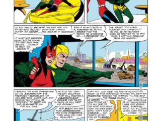Tales to Astonish #69, pg. 3; pencils, Bob Powell; inks, John Giunta; new Wasp costume; Ant-Man/Giant-Man/Hank Pym, Wonderful Wasp, Janet Van Dyne; Human Top