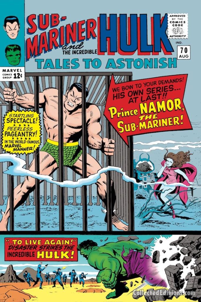 Tales to Astonish #70 cover; pencils, Jack Kirby; inks, Mike Esposito; first solo Sub-Mariner story