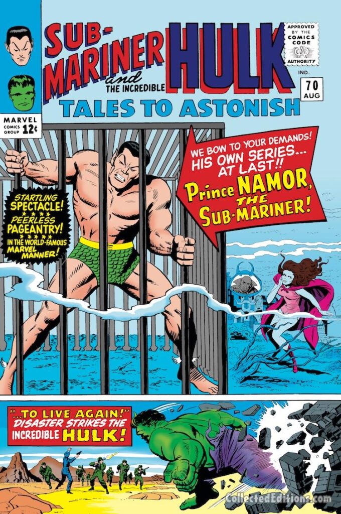 Tales to Astonish #70 cover; pencils, Jack Kirby; inks, Mike Esposito; Prince Namor, the Sub-Mariner