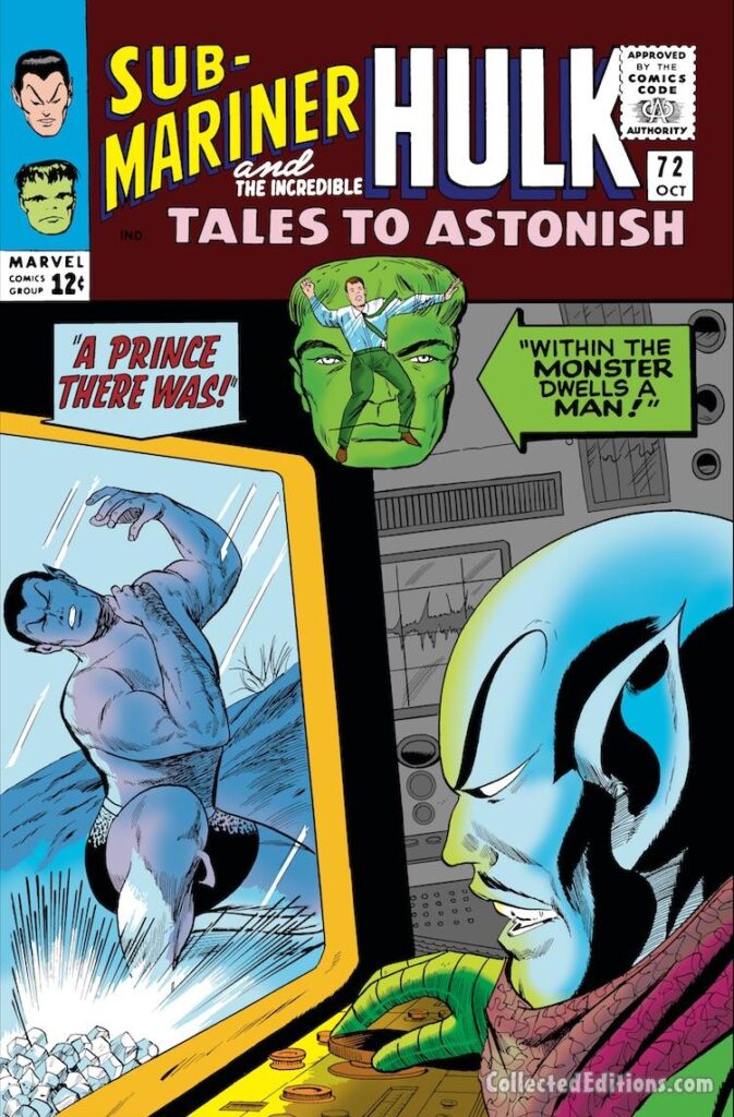 Tales to Astonish #72 cover; pencils, Gene Colan; inks, Vince Colletta; inset, Jack Kirby; A Prince There Was, Warlord Krang, Namor, Sub-Mariner