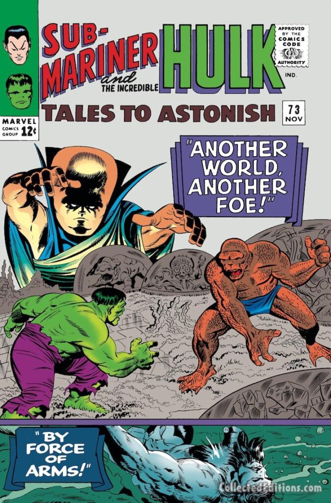 Tales to Astonish #73 cover; pencils, Jack Kirby; inks, Mike Esposito; inset, Gene Colan and Vince Colletta; By Force of Arms, Sub-Mariner