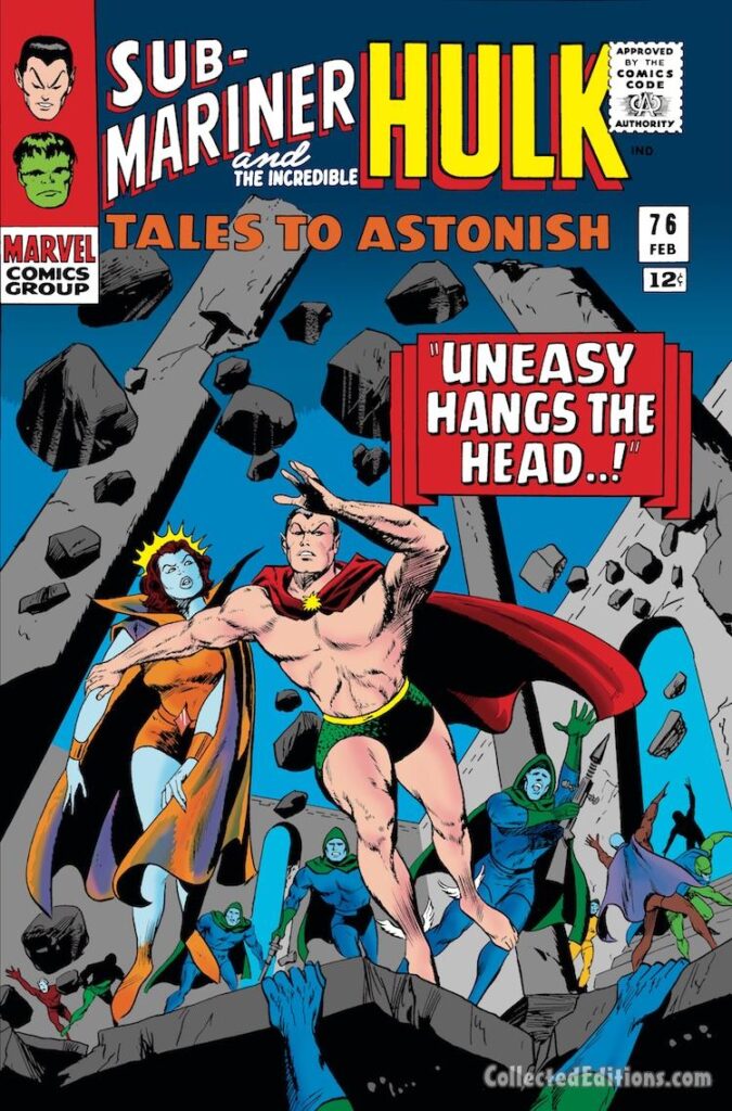 Tales to Astonish #76 cover; pencils, Gene Colan; inks, Vince Colletta; Uneasy Hangs the Head, Sub-Mariner, Namor, Lady Dorma