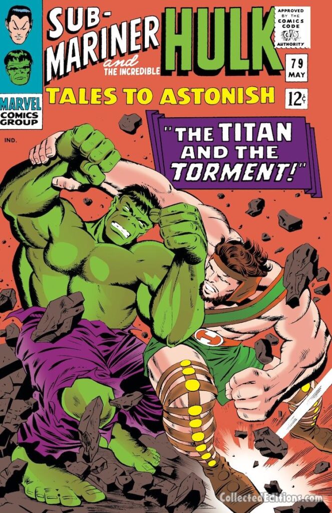 Tales to Astonish #79 cover; pencils, Jack Kirby; inks, Bill Everett; Sub-Mariner, Hulk