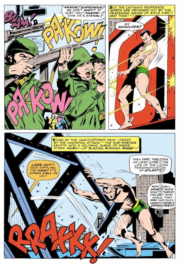 Tales to Astonish #79, pg. 5; pencils, Gene Colan; inks, Bill Everett; Sub-Mariner, Namor