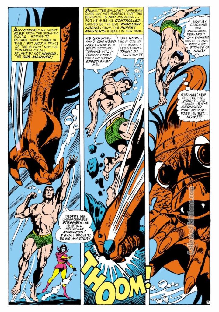 Tales to Astonish #80, pg. 2; pencils, Gene Colan; inks, Dick Ayers; Sub-Mariner vs. The Behemoth, Lady Dorma