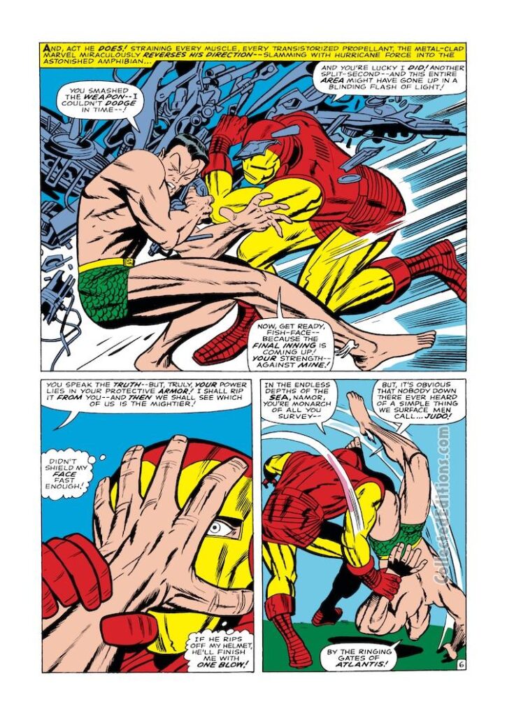 Tales to Astonish #82, pg. 6; pencils, Jack Kirby; inks, Dick Ayers; Iron Man vs. Sub-Mariner