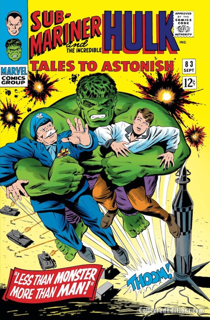 Tales to Astonish #83 cover; pencils, uncredited; inks, Bill Everett; Less Than Monster, More Than Man; Prince Namor, Sub-Mariner