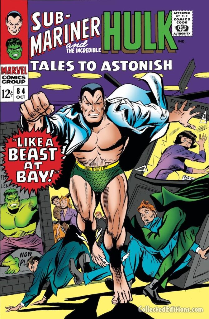 Tales to Astonish #84 cover; pencils, Gene Colan; inks, Dick Ayers; Like a Beast at Bay, Sub-Mariner, Incredible Hulk