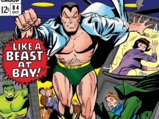 Tales to Astonish #84 cover; pencils, Gene Colan; inks, Dick Ayers; Marvel, Sub-Mariner, Prince Namor, Like a Beast at Bay