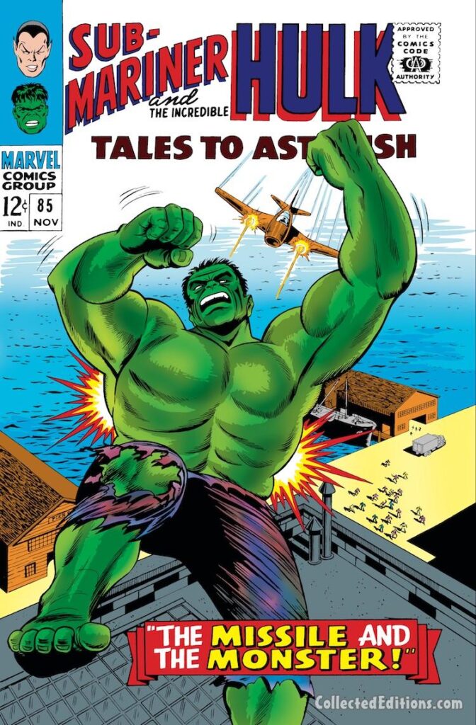 Tales to Astonish #85 cover; pencils and inks, Bill Everett; Marvel, The Missile and the Monster, Hulk