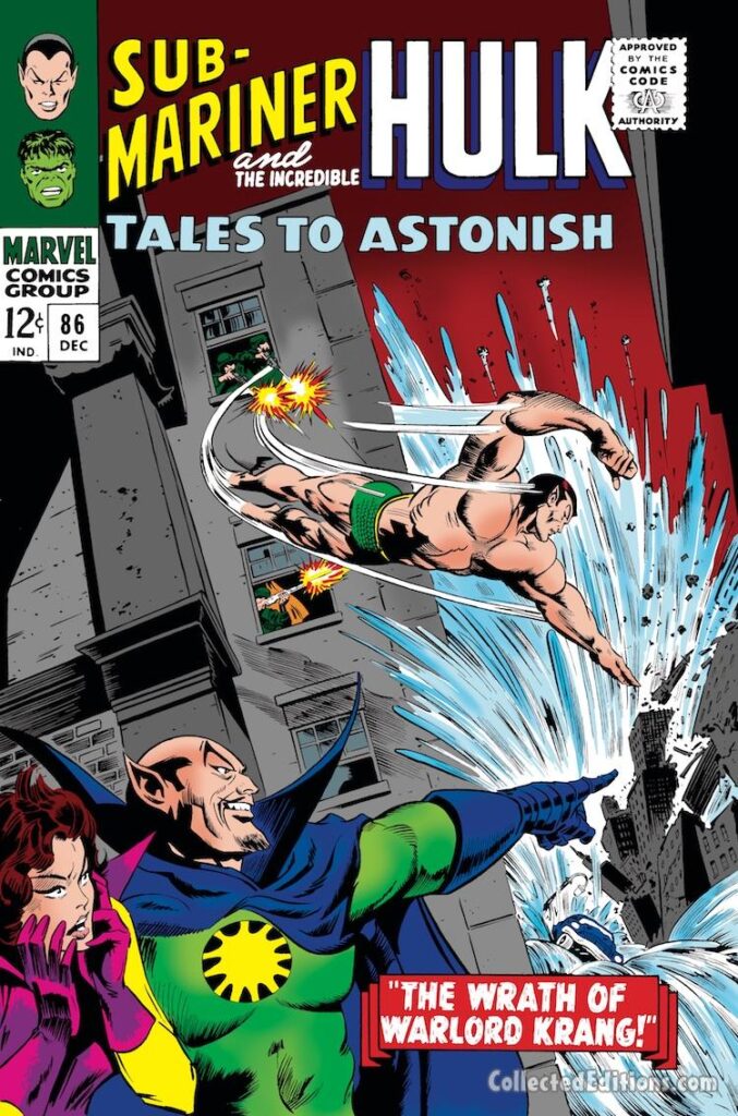 Tales to Astonish #86 cover; pencils, Gene Colan; inks, Bill Everett; The Wrath of Warlord Krang, Sub-Mariner, Prince Namor, Marvel