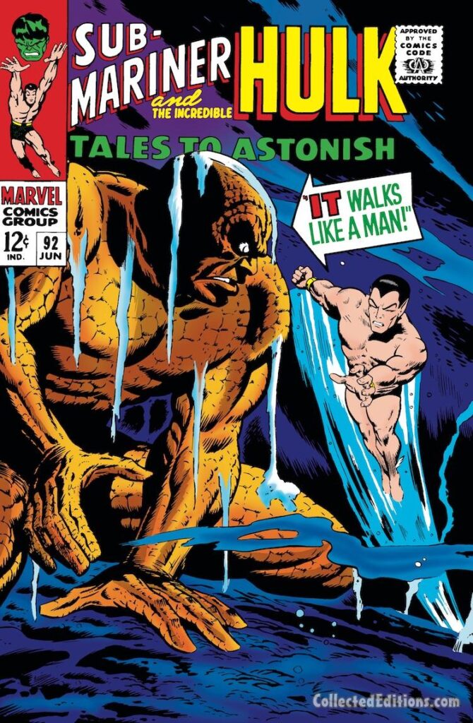 Tales to Astonish #92 cover; pencils, Don Heck; inks, Dan Adkins; It Walks Like a Man, Prince Namor, the Sub-Mariner