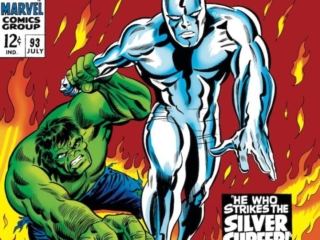 Tales to Astonish #93 cover; pencils, Marie Severin; inks, Frank Giacoia; Incredible Hulk, Silver Surfer