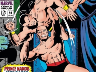 Tales to Astonish #94 cover; pencils and inks, Dan Adkins; Prince Namor, the Sub-Mariner, Helpless at the Hands of Dragorr