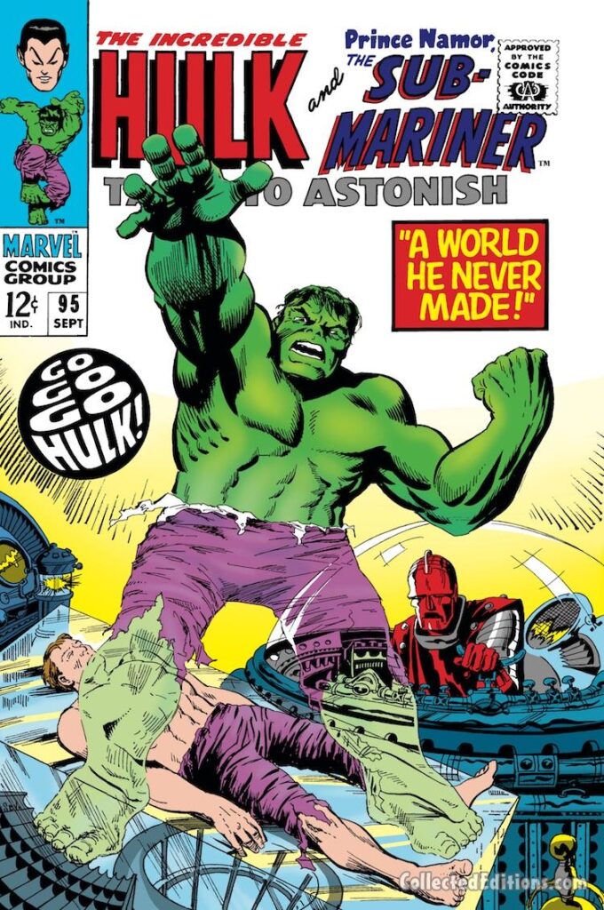 Tales to Astonish #95 cover; pencils and inks, Marie Severin; Incredible Hulk, Bruce Banner, High Evolutionary
