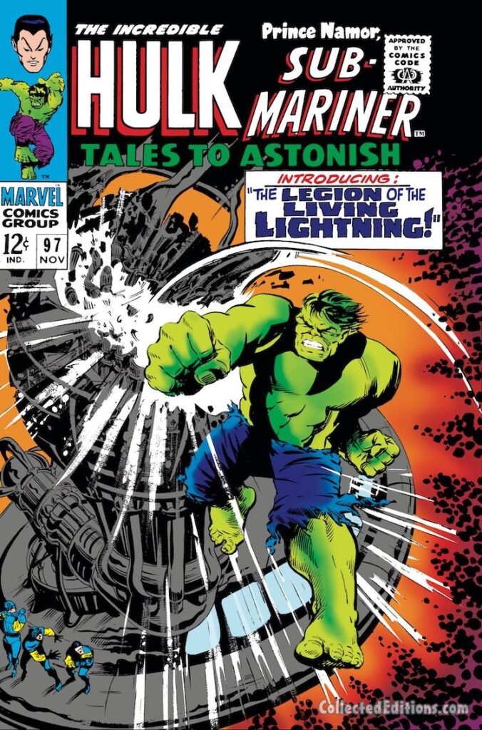 Tales to Astonish #97 cover; pencils and inks, Marie Severin; Incredible Hulk