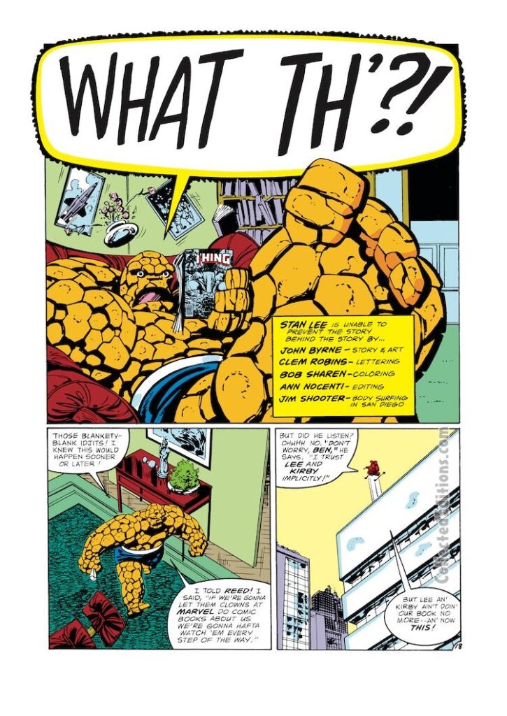The Thing #7, pg. 18; pencils, Ron Wilson; inks, Hilary Barta; What Th’??, What The, comedy, backup story, John Byrne writer, Ben Grimm