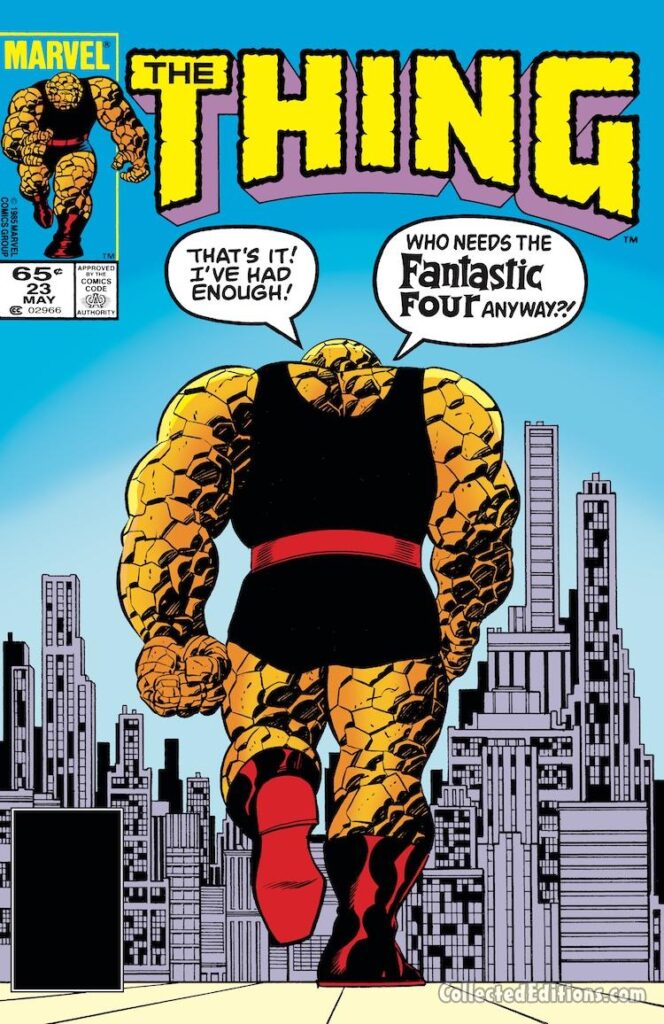 Thing #23 cover; pencils, Ron Wilson; inks, Bob Layton; Ben Grimm, That’s It, I’ve Had Enough, Who Needs the Fantastic Four Anyway, Amazing Spider-Man #50 homage