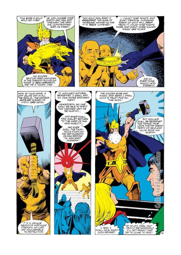 Thor Annual #11, pg. 14; pencils, Bob Hall; inks, Vince Colletta; Odin, Mjolnir, first appearance, origin, Draupnir, Young Thor, Young Loki