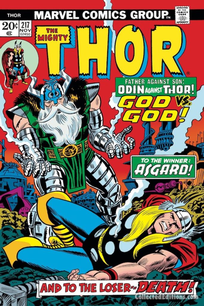 Thor #217 cover; pencils and inks, uncredited; Odin the All-Father vs. Thor