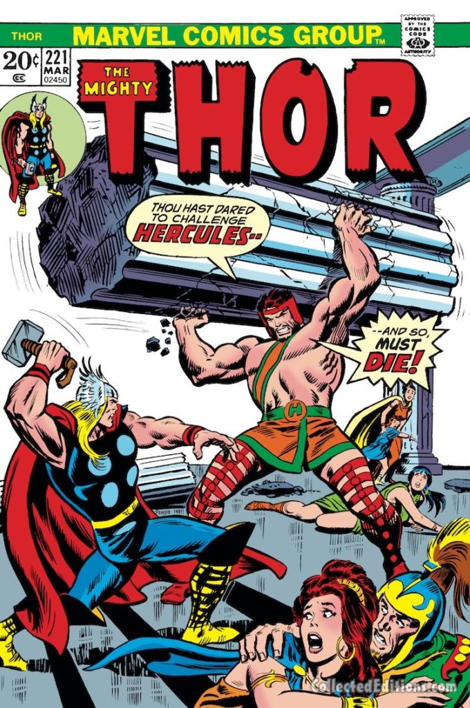 Thor #221 cover; pencils, John Buscema; inks, John Romita Sr.; Hercules