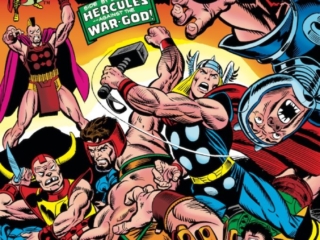 Thor #222 cover; pencils, Gil Kane; inks, uncredited; alterations, John Romita Sr.; Hercules/Ares