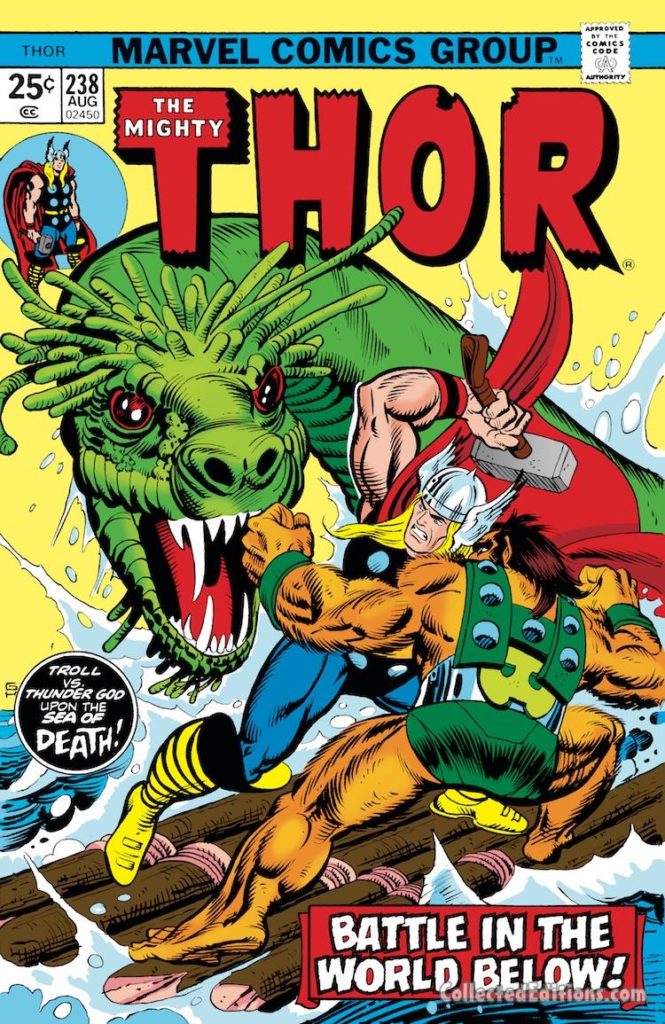 Thor #238 cover; pencils, Gil Kane; inks, Al Milgrom; alterations, John Romita Sr.