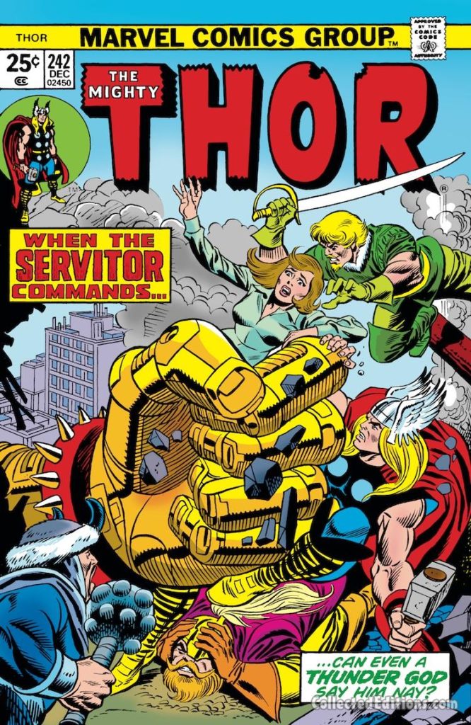 Thor #242 cover; pencils, Gil Kane; the Servitor