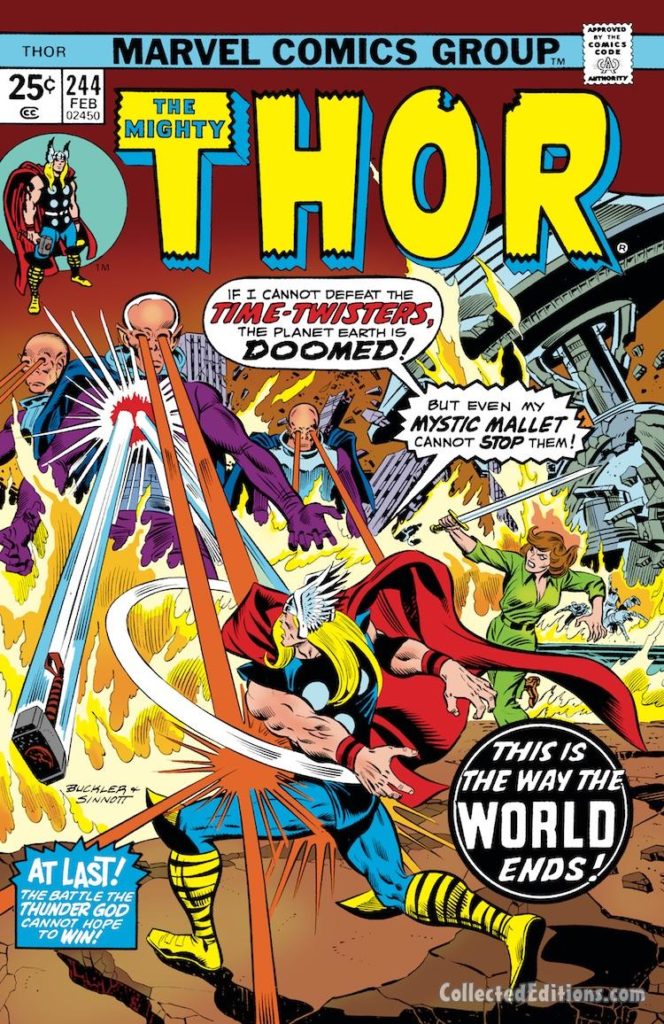 Thor #244 cover; pencils, Rich Buckler; inks, Joe Sinnott; alterations, John Romita, Sr.