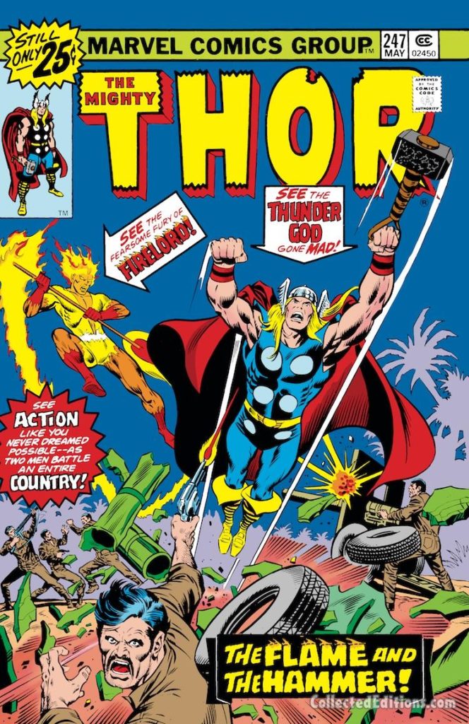 Thor #247 cover; pencils, Rich Buckler; Firelord