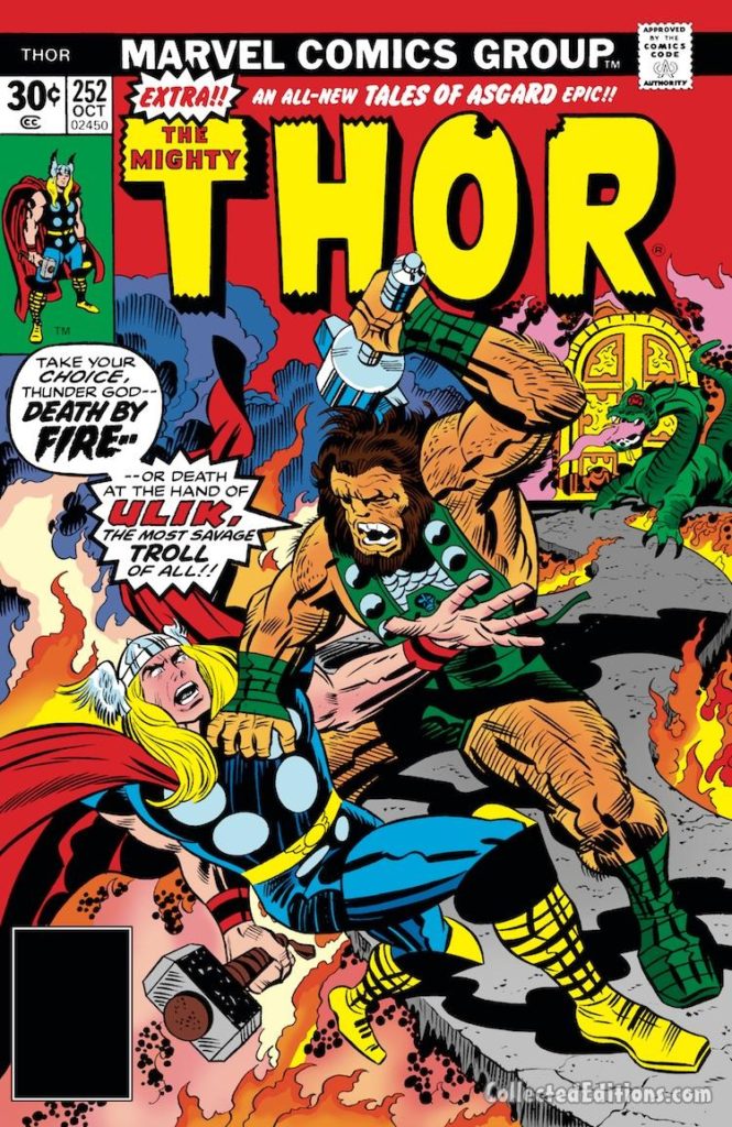Thor #252 cover; pencils, Jack Kirby; inks, John Verpoorten; Ulik the Troll