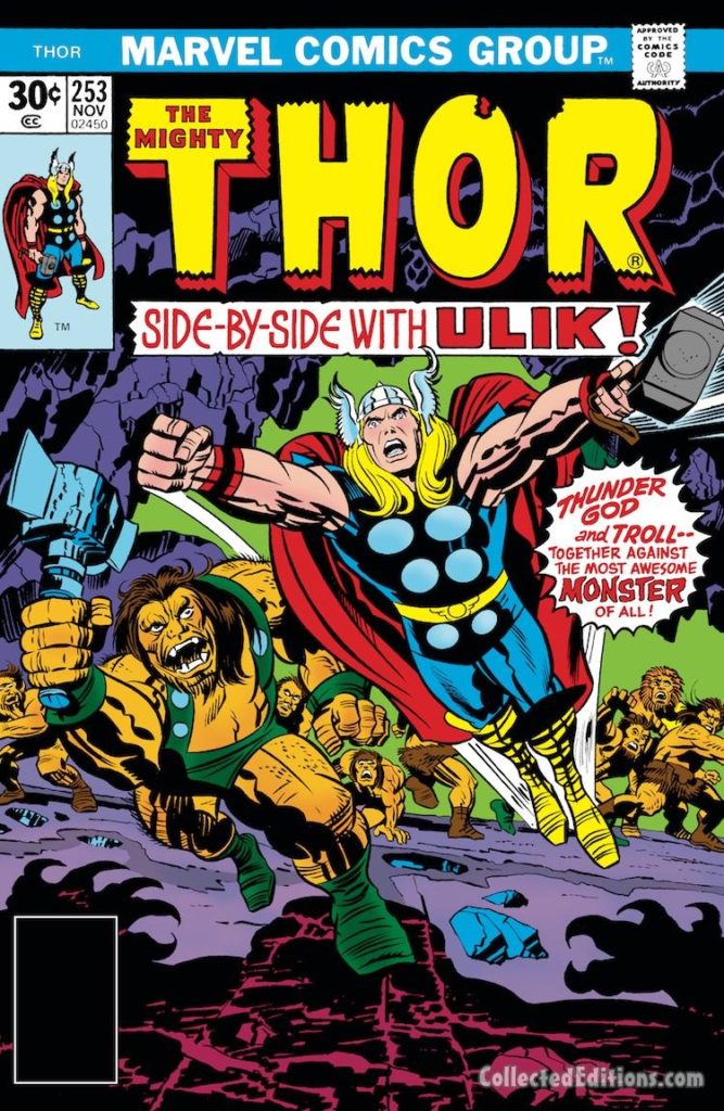 Thor #253 cover; pencils, Jack Kirby; inks, John Verpoorten; Ulik the Troll