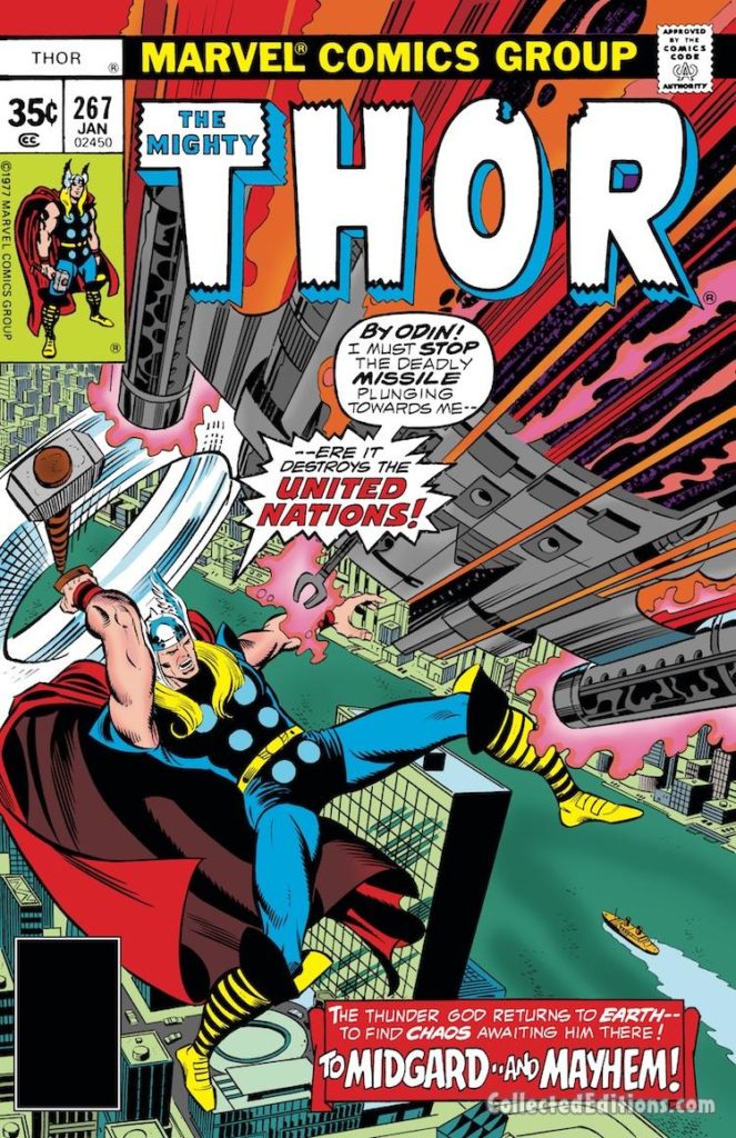Thor #267 cover; pencils, uncredited; inks, Joe Sinnott