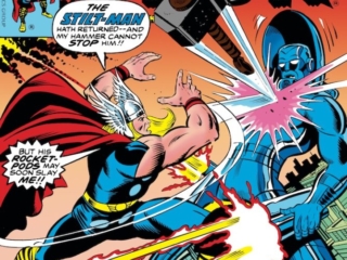 Thor #269 cover; pencils, Walter Simonson; Stilt-Man